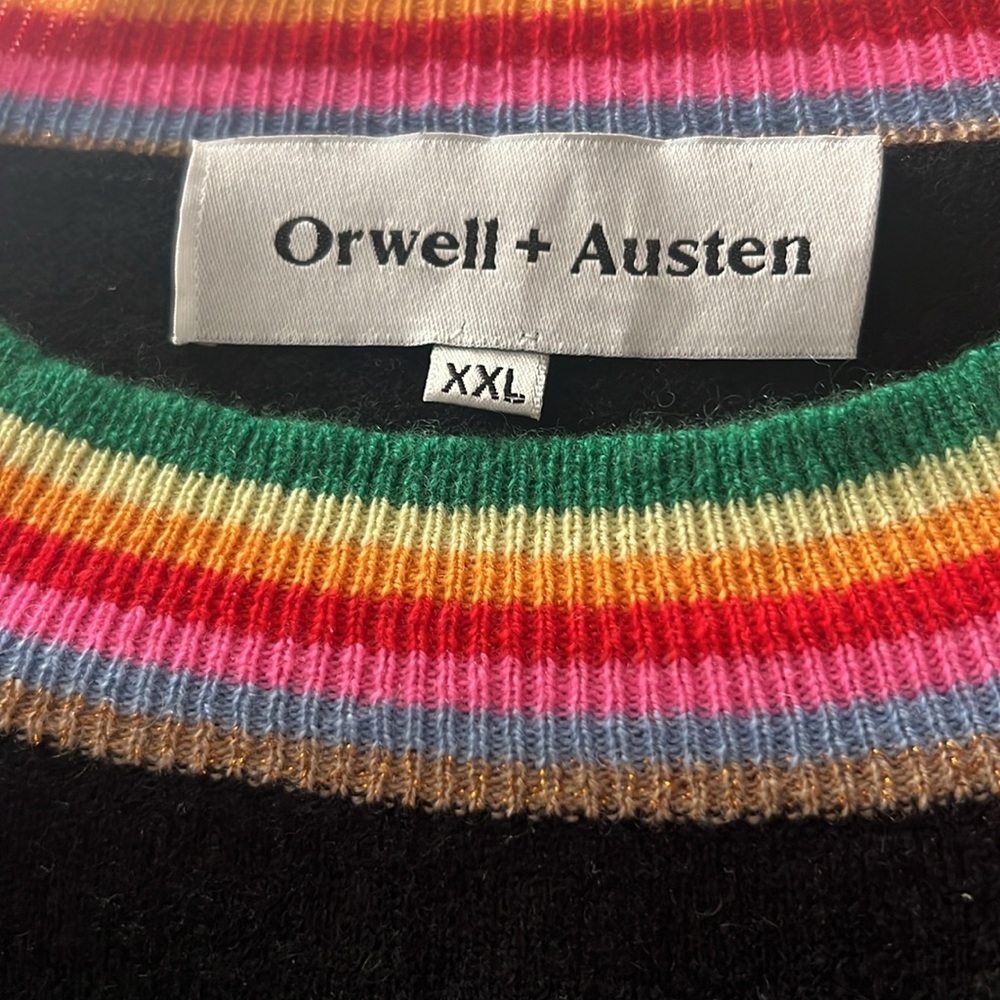 Orwell and Austen Cashmere Blend Rainbow Tiger Handcrafted Sweater XXL - Picture 7 of 12